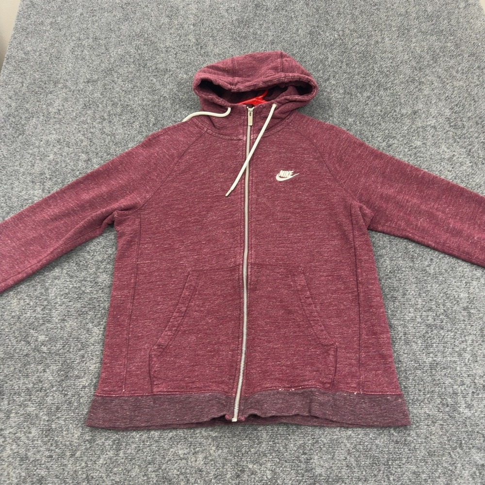Nike Hoodie Womens M Maroon Cotton Full Zip Sportswear Athletic Casual